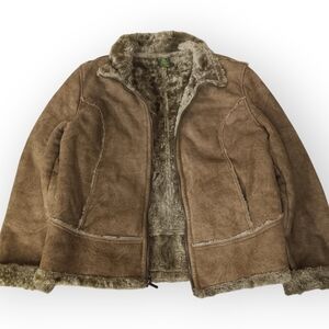 Vintage Cabela's Suede and Tan Faux Fur Jacket